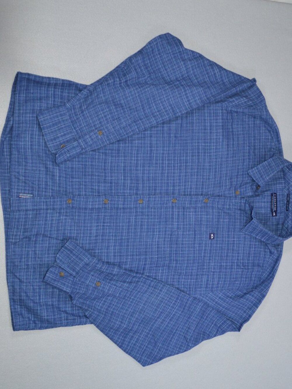 Fish Hippie Rumfront Collection Blue Plaid Hemp Blend Button Up Shirt XXL - Picture 10 of 12